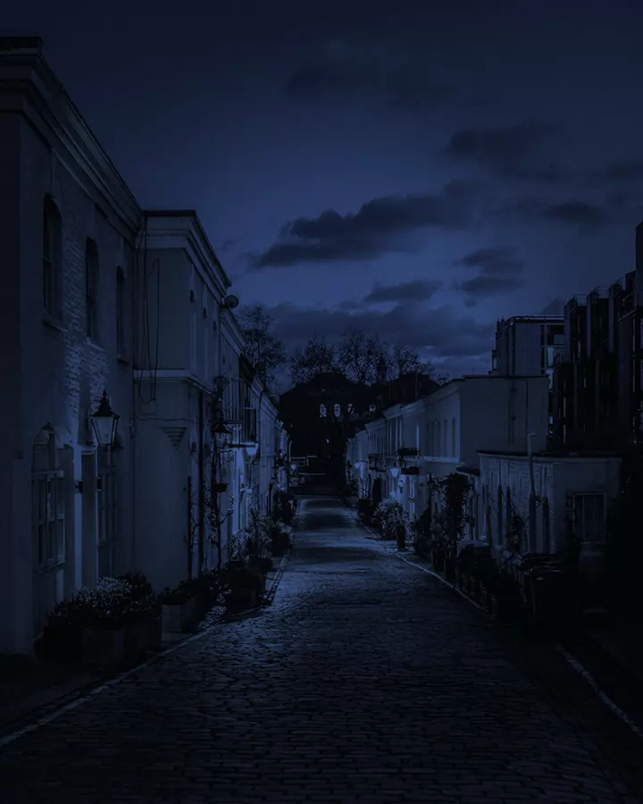 A street graded from day to night